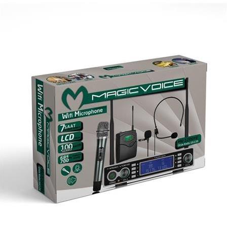 Magicvoice MV-1200YE Çift Tunerli Kablosuz 1 El-1 Yaka Telsiz UHF Mikrofon